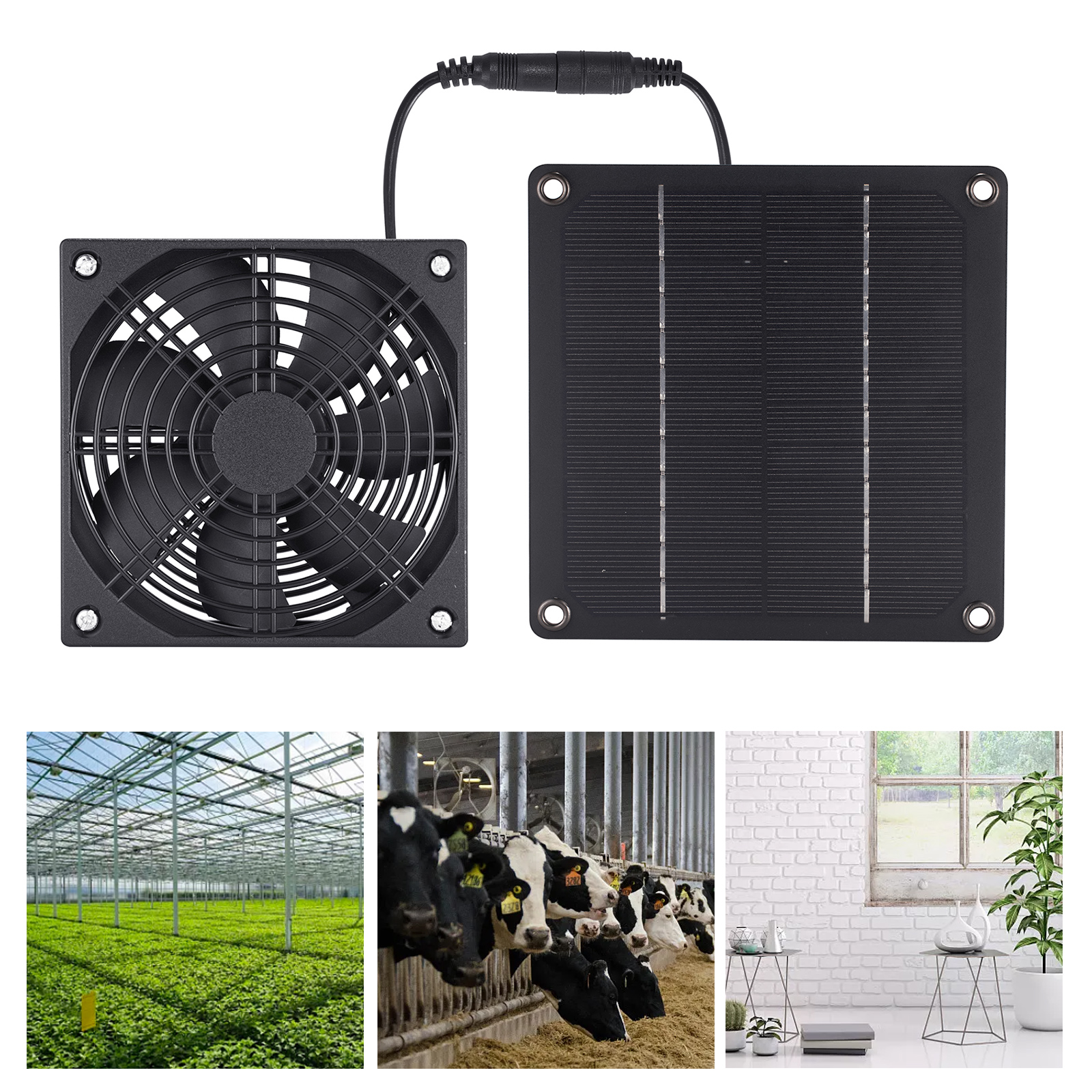 3W 12V Solar Exhaust Fan - Solar Panel Powered - Air Extractor Ventilator for RV, Greenhouse, Farm
