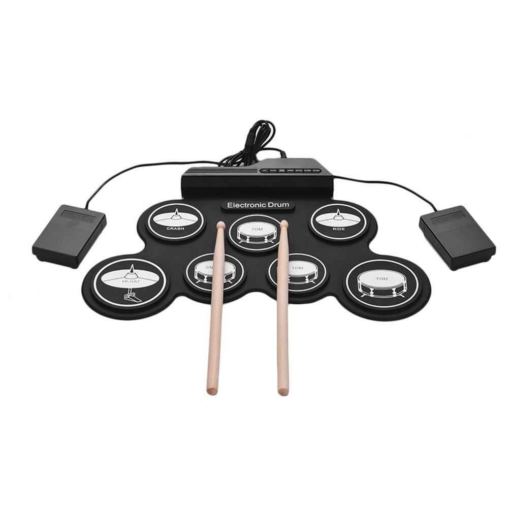 7 Pads Elektronische Drum Set Elektrische Drum Met Hoofdtelefoon Jack Ingebouwde Luidspreker En Batterij, drum Stok Party Instrument