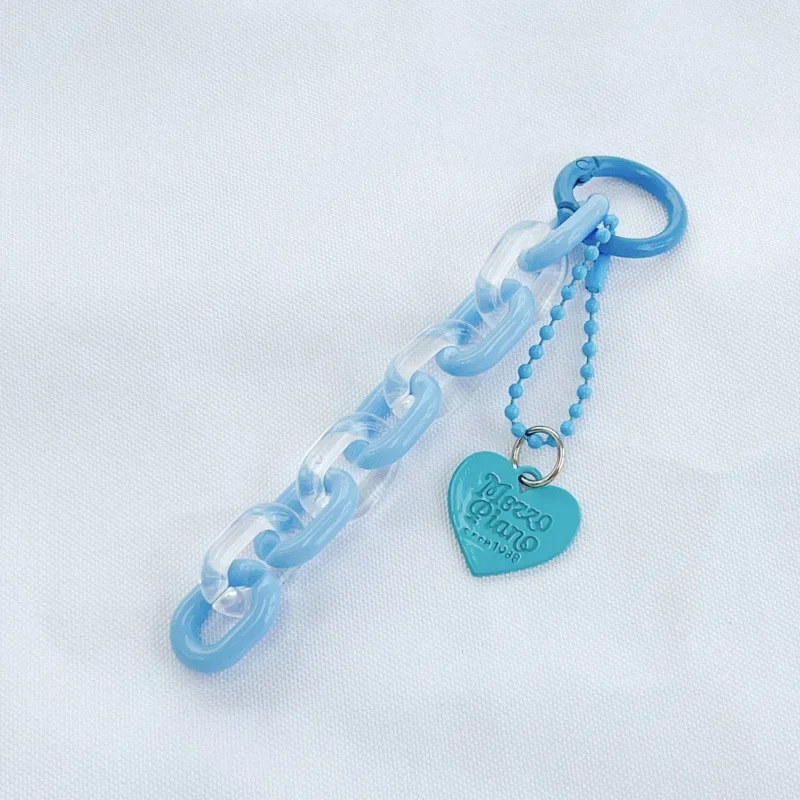 Porte-clés en forme de cœur, dessin animé doux, pendentif, chaîne créative, sac à la , accessoires de décoration suspendus,: Argent
