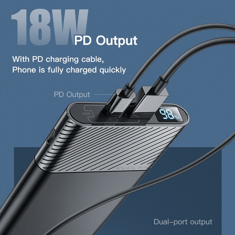 KUULAA PD Power Bank 10000mAh QC 3,0 Power Schnelle Lade tragbare ladegerät Poverbank Für xiaomi mi 9 8 iPhone 11 X pawer bank