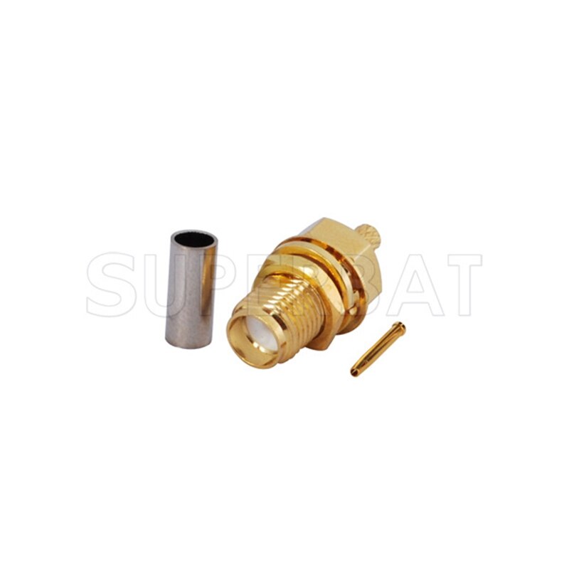 Superbat 10 pcs SMA Connector Crimp Jack Female bulkhead rf connector for Coaxial cable RG174,RG188A,RG316,LMR100