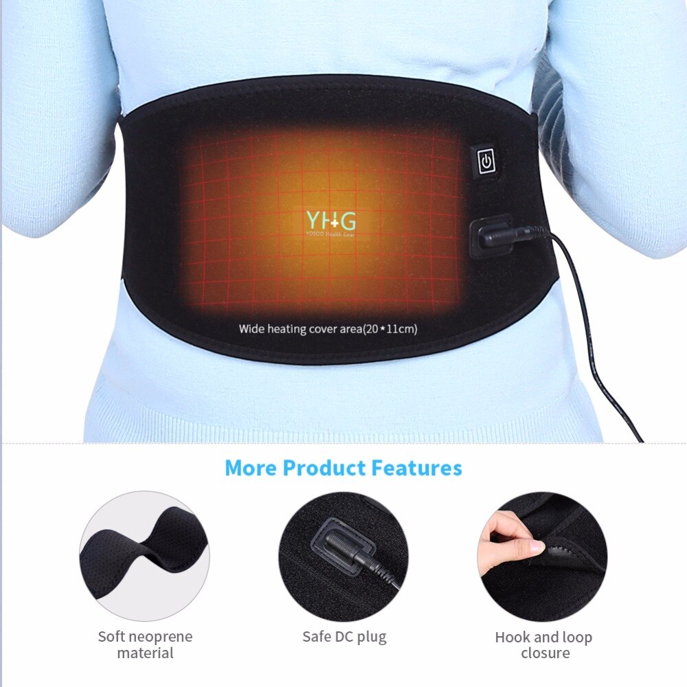 YHG USB Charging Electric Heating Therapy Abdomen Waist Support Belt Wrap Orthopedic Brace Back Heating Pad Pain Relief Band