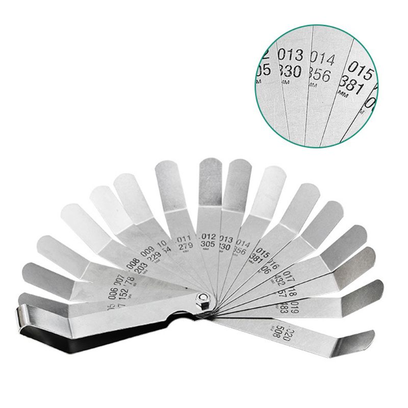 16 Blades Steel Feeler Gauge Measurement Tool Useful Metric Imperial Filler for Measuring Space Width Thickness