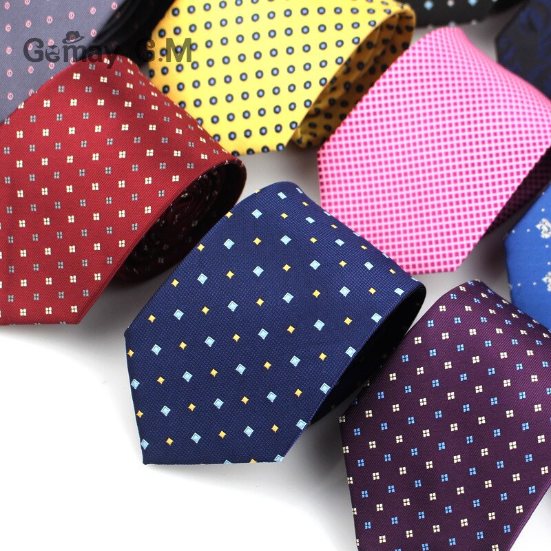 Klassiske mænd slips til erhvervslivet formelt bryllups slips til mænd 8cm striber prikker hals slips jakkesæt halsbeklædning jacquard slips