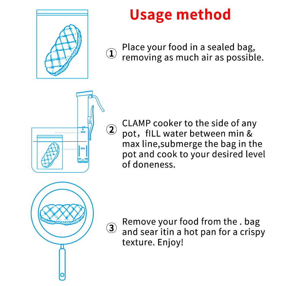 Waterproof 1800W LCD Touch Sous Vide Cooker Accurate Cooking Machine Sturdy Immersion Circulator Vacuum Slow Cooker Heater