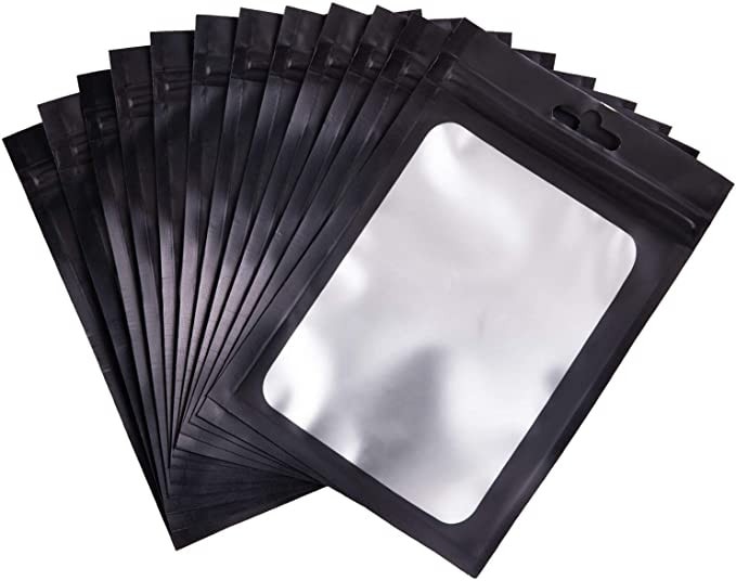 100 stück Matte Schwarz Aluminium Folie Zip-Lock Verpackung Tasche Resealable Grip Ziplock Mylar Beutel Kleine Beutel Lebensmittel Probe Taschen: B 9X16cm