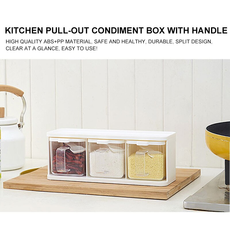 Caja de contenedor de especias para cocina, frascos, utensilios, almacenamiento de sellado, condimentos, organización de hierbas, accesorios, artículos