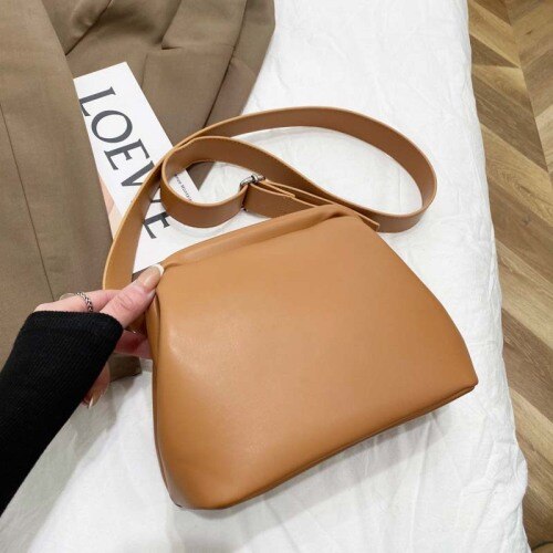 Solid Color Shell Bag Spring High PU Leather Women's Handbag Travel Shoulder Messenger Bag: Yellow