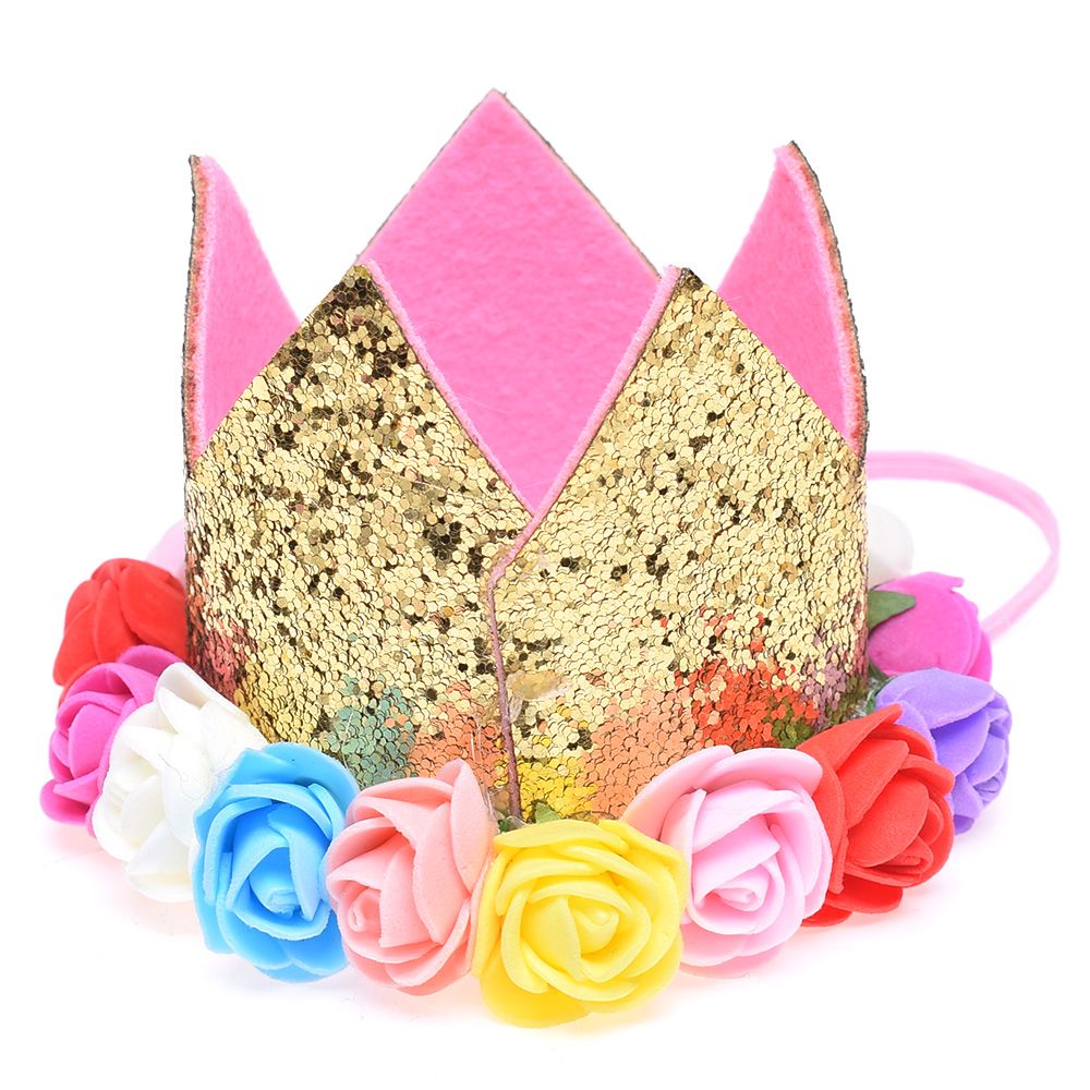 Mini filt glitter kronehatte børn brusebad dekor prins prinsesse fødselsdagsfest: Flerfarvet