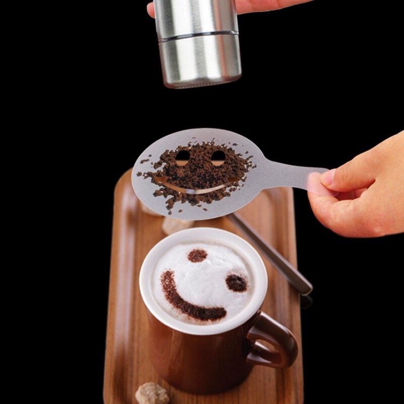 8.5 x 13.2cm 16 stk plastik cookie stencils fondant skimmel kaffe sukker sigte skabelon værktøj spray skabelon barista stencils