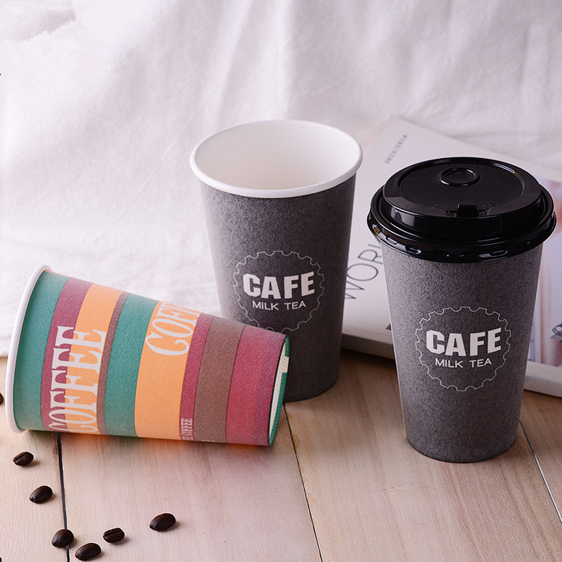 50 Stuks Dikker Schuim Wegwerp Koffie Cup 16Oz 500Ml Wedding Party Liefde Drinken Isolatie papier Cup Met Deksel