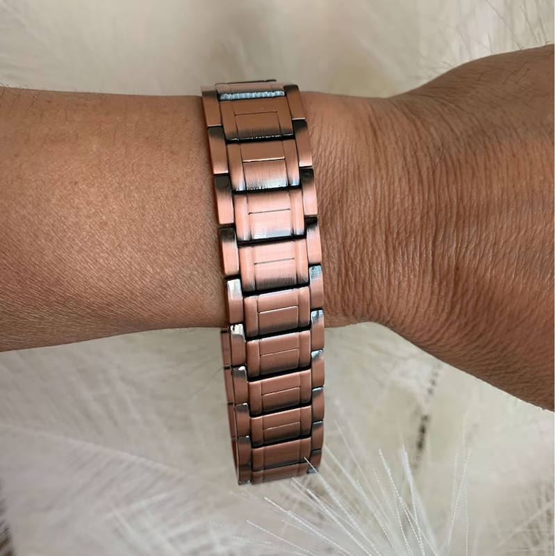 3x Sterkte Koperen Armbanden Voor Mannen Puur Koperen Magnetische Armband Met 3 Rij Neodymium Magneten Verstelbare Lengte Voor Mannen