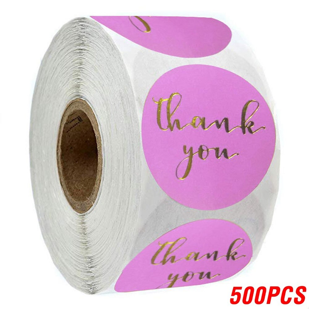 100-500pcs Gold Foil Thank You Stickers For Seal Labels 1 Inch Packaging Stickers Birthday Party Offer Stationery Sticker: QY583-500pcs