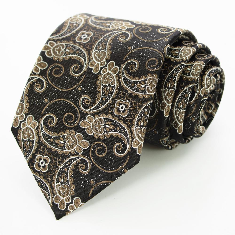 KAMBERFT Silk Mens Ties 8cm Floral Paisley Jacquare Woven Ties For Men Cravata Business Wedding Accessories