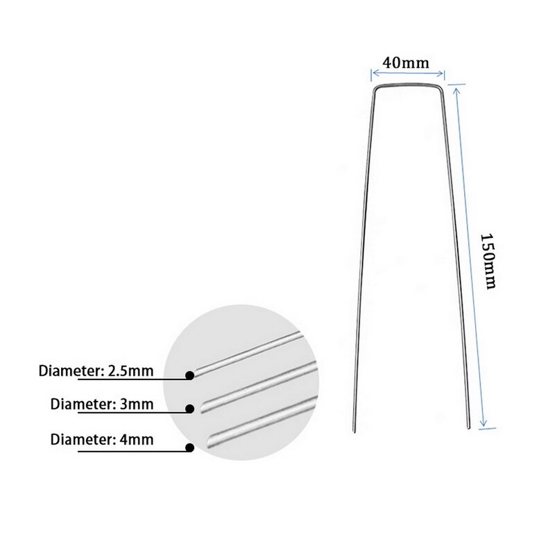 Garden Peg Metal Silver U Shape Garden Ground Film Fixed Pegs Gardening Fixing Tools Film Peg