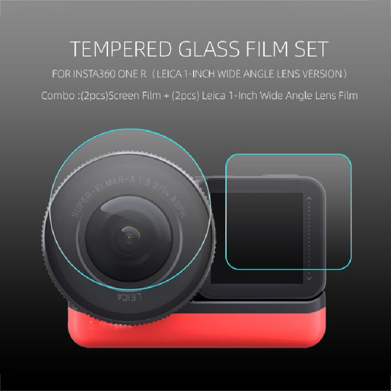 1 Juego de Protector de pantalla de película de cristal templado para Insta360 ONE R Kit 72XB