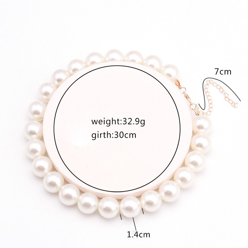 Gargantilla de perla blanca de imitación para mujer, joyería para de novia, collar de boda, abalorio,: 1.4cm