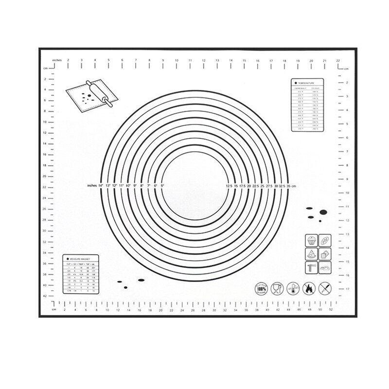 Silicone Pad Kneading Pad Fondant Mat with Scale Non-stick Baking Tool Baking Accessories: black / 50x40cm