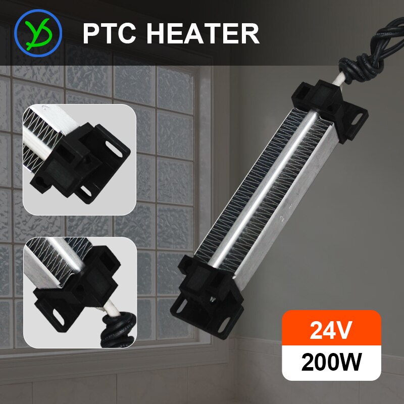 200W AC DC 24V Insulated PTC ceramic air heater constant temperature heating element 140*32*26mm