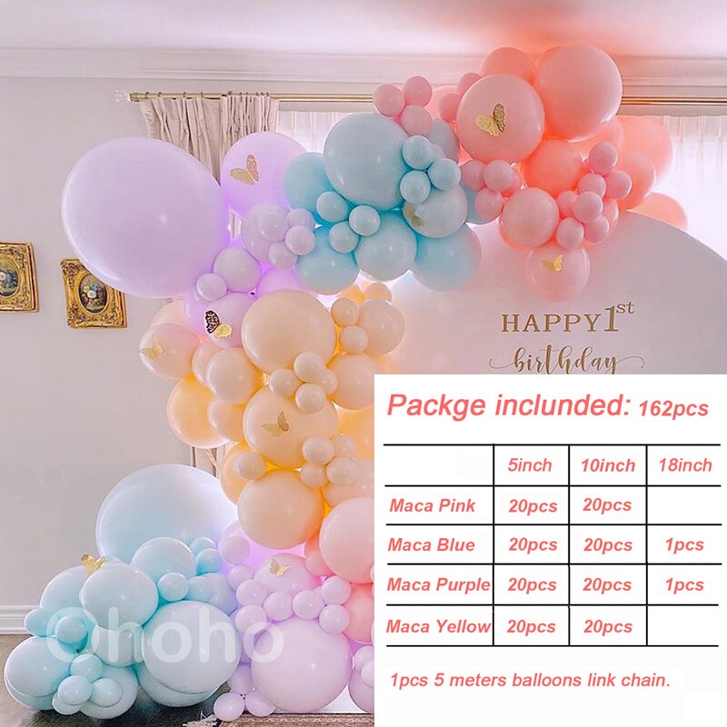Ohoho Macaron Rainbow Pastel Balloon Arch Kit Kids Birthday Decoration Baby Shower Wedding Unicorn Party Decor Backdrop Globos: balloon arch 1