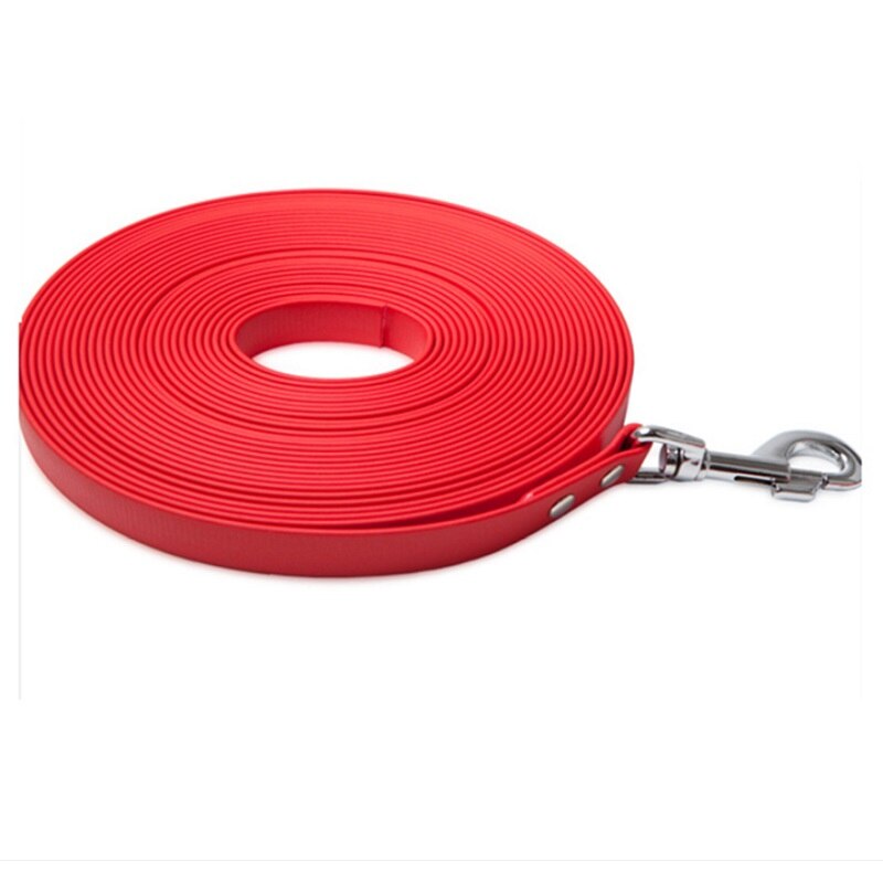 Laisse imperméable en PVC pour chien, collier pour chiot, accessoire pour chien, entraînement de rappel, suivi d'obéissance, facile à nettoyer: Red / 10m