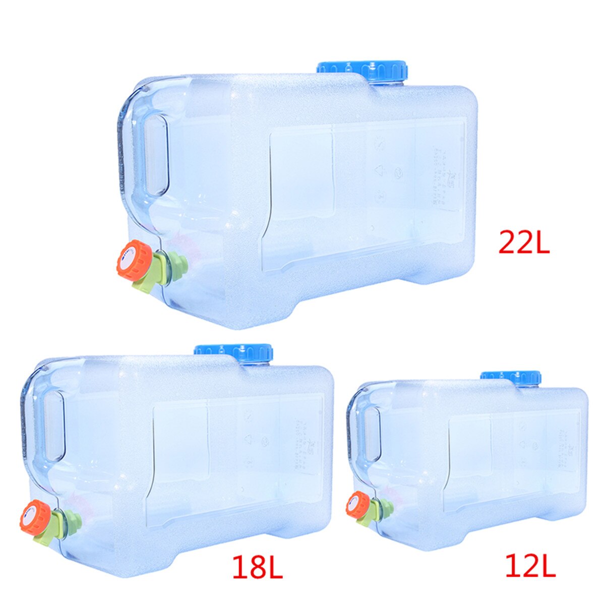 12/18/22L Food Grade PC Water Container Outdoor Large Capacity Water Bucket Hiking Camping Water Tank With Faucet