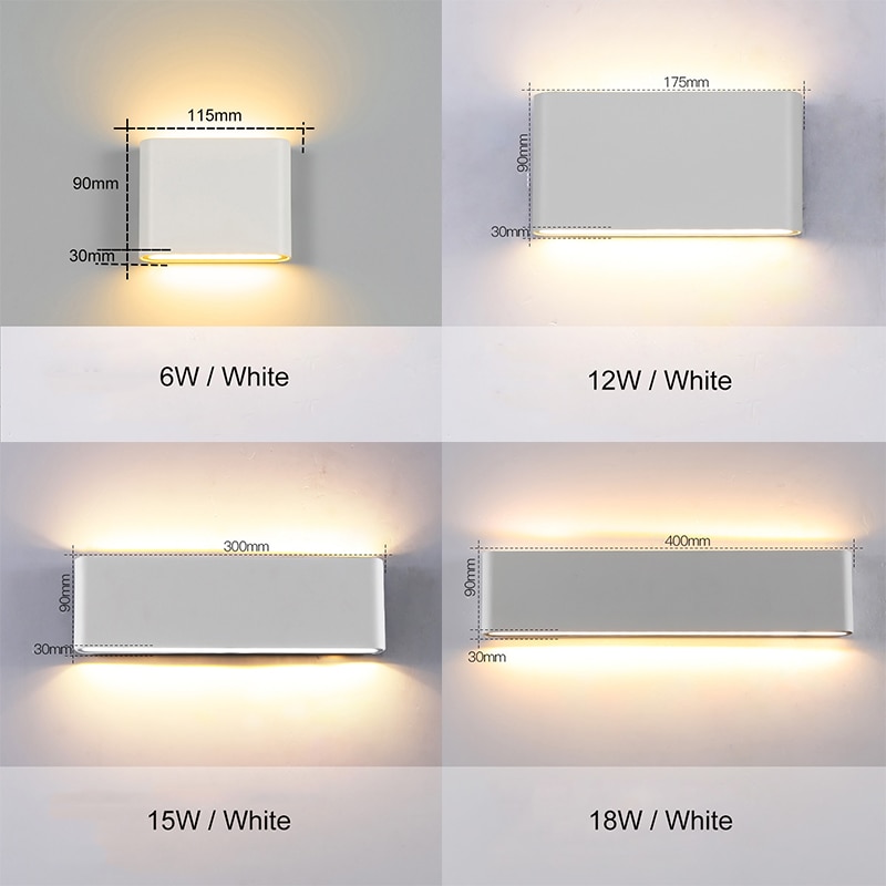 Moderne vandtæt udendørs 18w led væglampe  ip65 aluminium op og ned væglampe have veranda sconce lys 110v 220v zbw 0011
