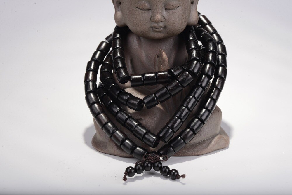 EBANO naturale Barile Perline Buddha Multistrato 108 Braccialetto di Perline Braccialetti di Fascino Nero per Le Donne E Gli Uomini Monili di Legno Zen