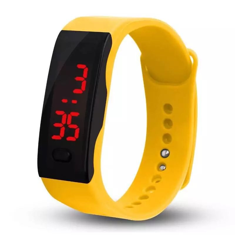 Reloj Digital deportivo LED para mujer, de silicona, resistente al agua, para Fitness, para correr: YELLOW