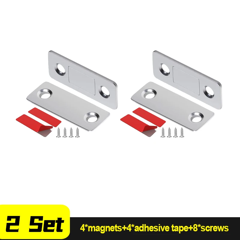 Juego de 20/1 cierres magnéticos para puerta, hoja de imanes cerrados, adhesivo para el hogar, armario, cajón, ventana, pestillos magnéticos ultrafinos: Negro / oro