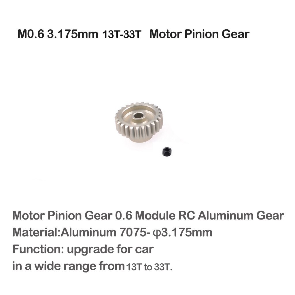 1pcs M0.6 3.175mm 13T 14T 15T 16T 17T 18T 19T 20T 21T 22T 23T 24T 25T 26T 27T Metal Pinion Motor Gear for RC 1/10 Car Motor