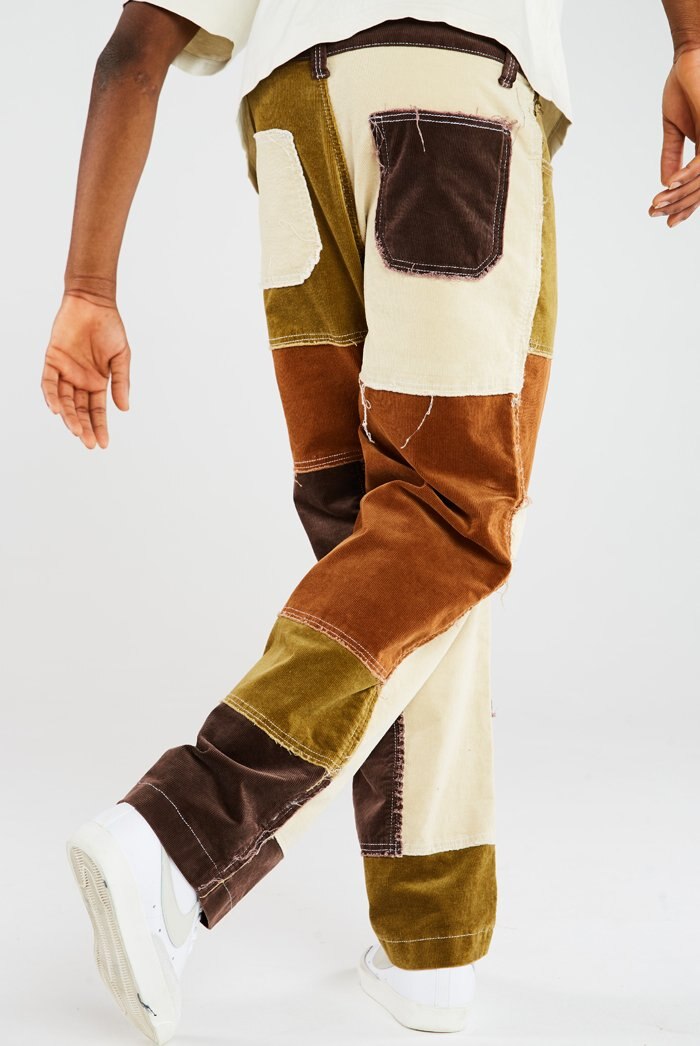 Mænds lige ben jeans denim mandlige syninger lige ben bukser mænd løse patchwork jeans homme pantalones