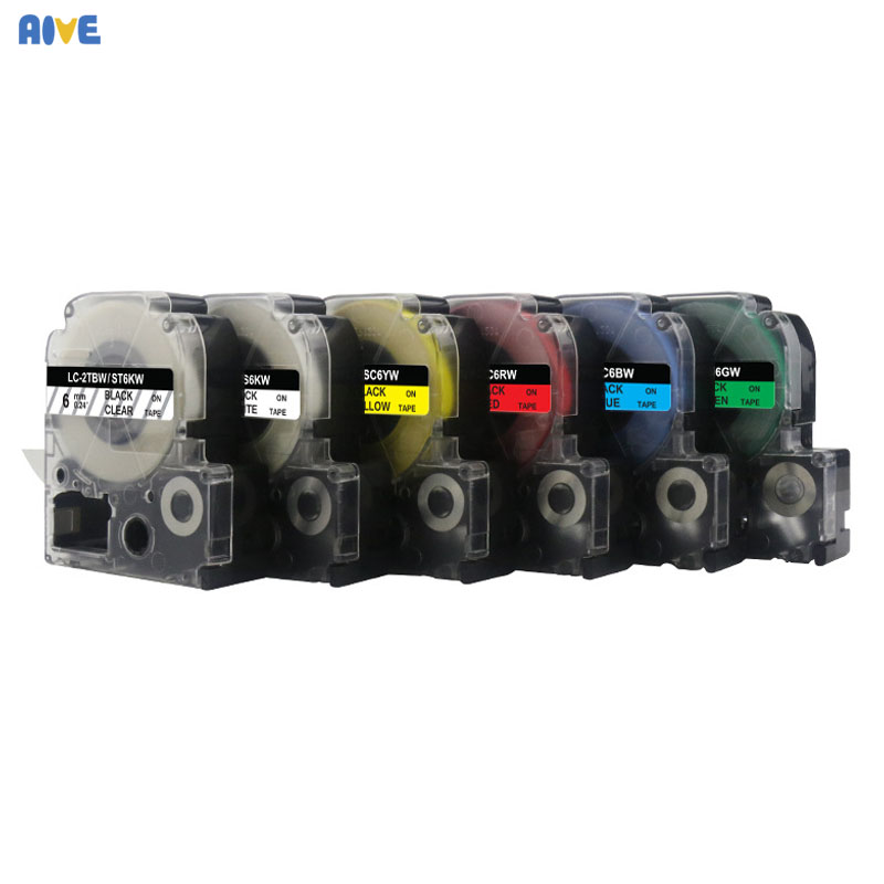 Aive 6MM label Tapes SC6YW Compatible for EPSON LW-700 600P 1000P Z900 K400 kingjim SR230C SR530C label Printer Black on White