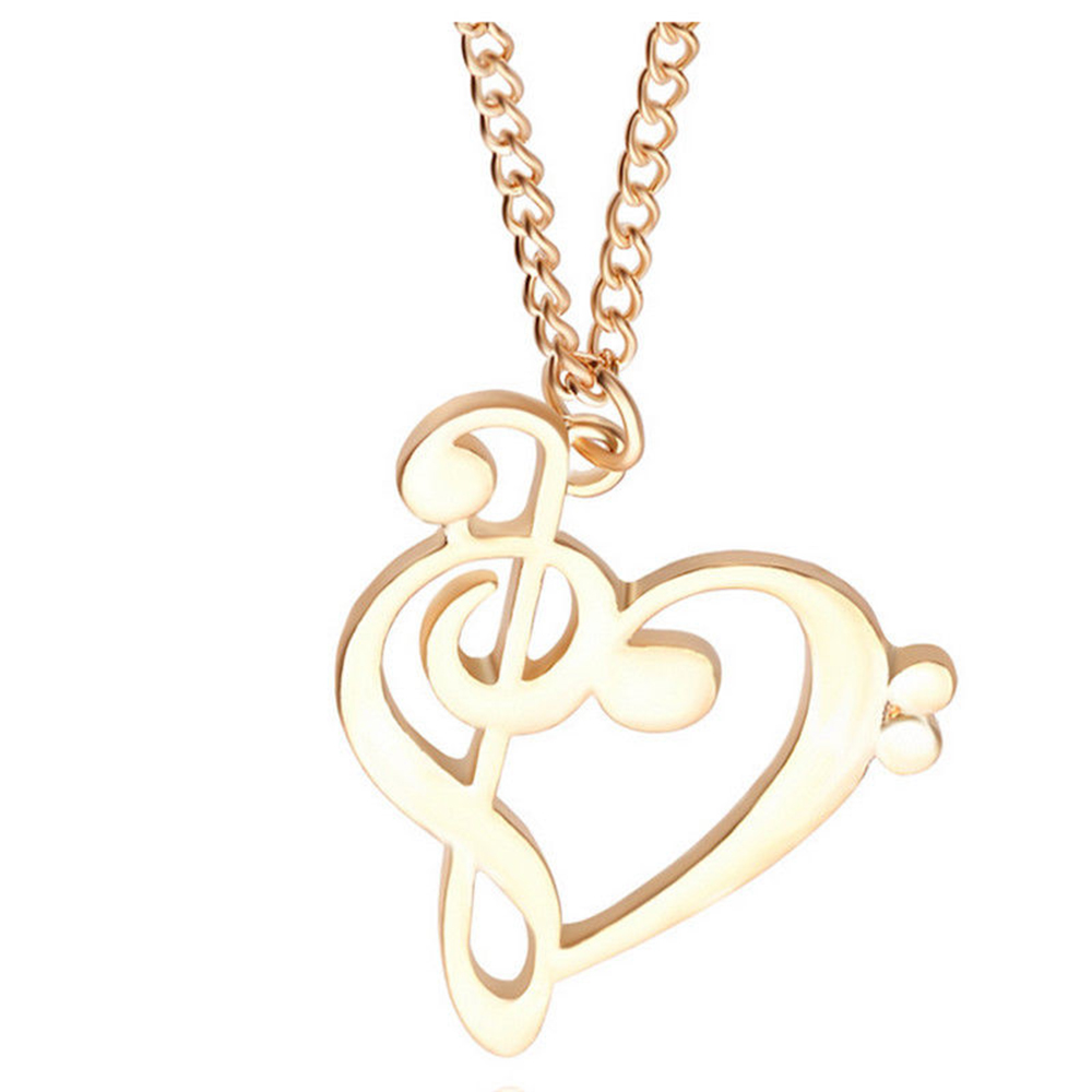 Musik Hinweis Herz Halskette von Violinschlüssel und Bass Schlüssel Frauen Unendlichkeit Liebe Charme Anhänger Halskette Edelstahl Schmuck