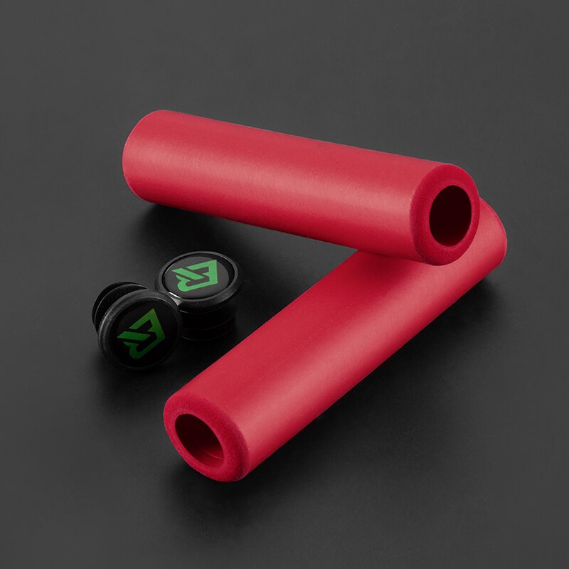ROCKBROS-empuñaduras de silicona para manillar de bicicleta, empuñaduras suaves antideslizantes y absorbentes de golpes, ultraligeras: GMBT1001RD