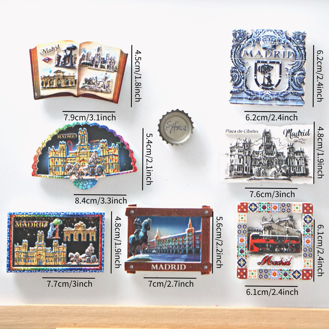 1 unidad, imanes de nevera de Madrid, pegatinas de nevera de España, recuerdos de viaje, decoraciones coloridas de cocina para el hogar, de vacaciones