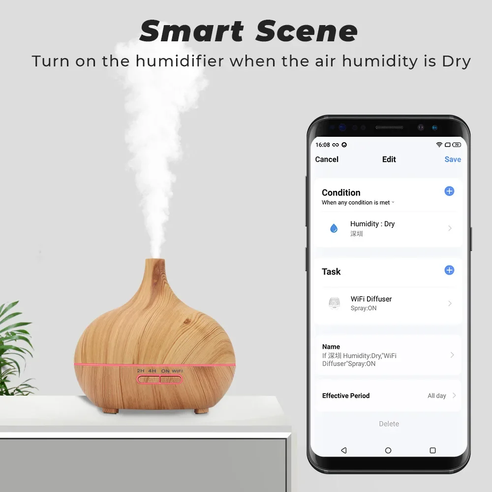 WiFi smart 550ML Elektrische Geurverspreider Essentiële Olie Diffuser Luchtbevochtiger Ultrasone Afstandsbediening Mist Maker Thuis