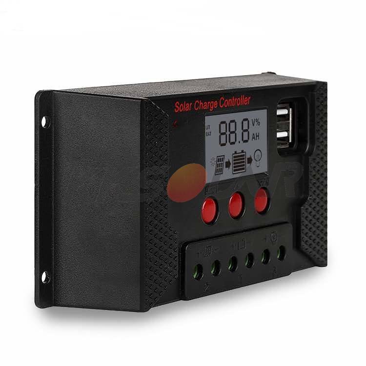 30a/20a/10a solar oplader controller 12v 24v auto pwm controllere lcd display 5v dual usb output controller