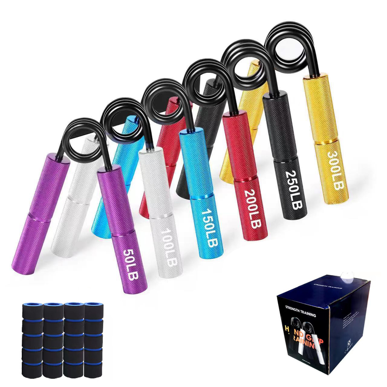 50LB-300LB Metal Hand Gripper Strengthener Finger Exerciser Grip Strength Muscle Arms Trainer Recovery Wrist Gym Equipment