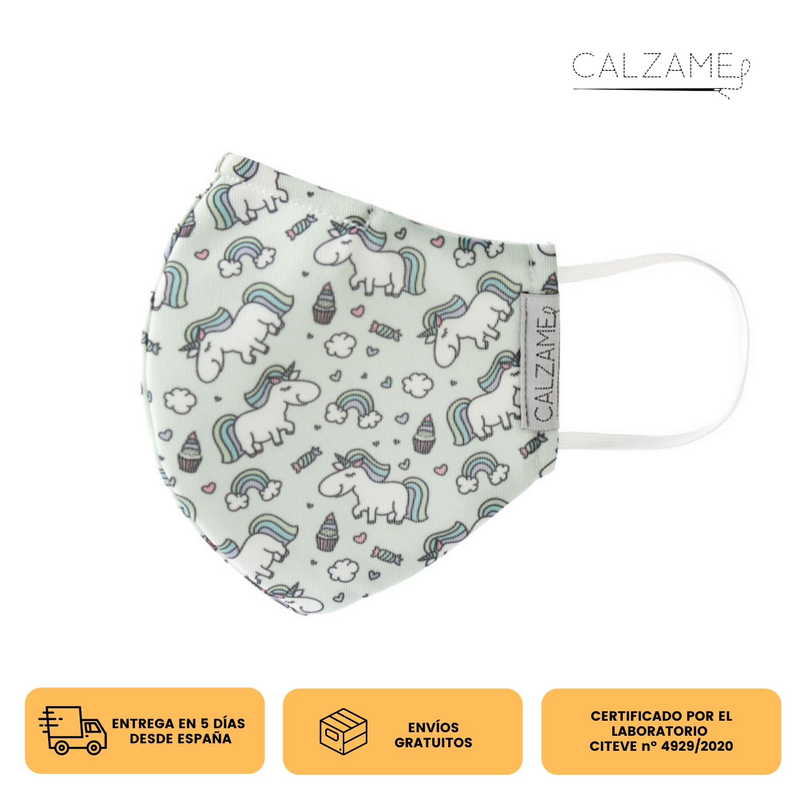 CALZAME, Mascarilla UNICORNIOS, ideal, trabajo, Personal Sanitario,