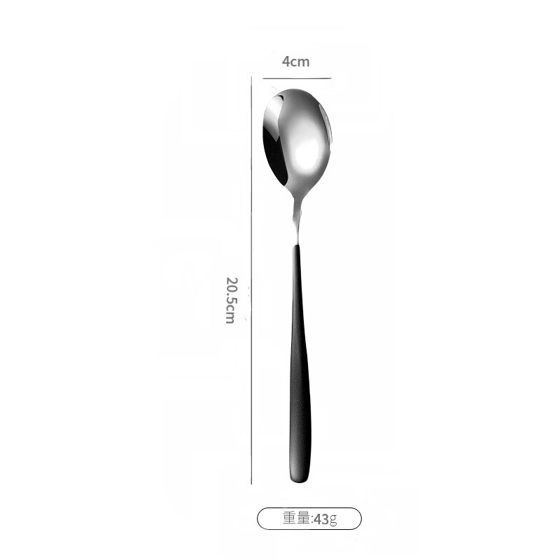 304 Stainless Steel Korean Spoon Long Handle Spoon Dessert Spoon Stirring Spoon Household Eating Soup Spoon Tableware: a7