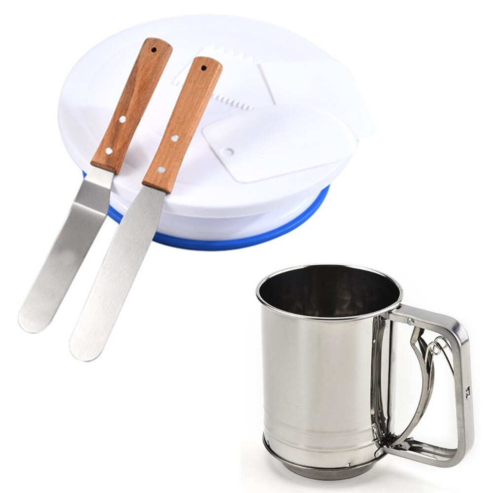 Cake Turntable Cake Decorating Tools Kit Rotary Table Baking Tool with flour sifter shaker Baking Supplies Sets