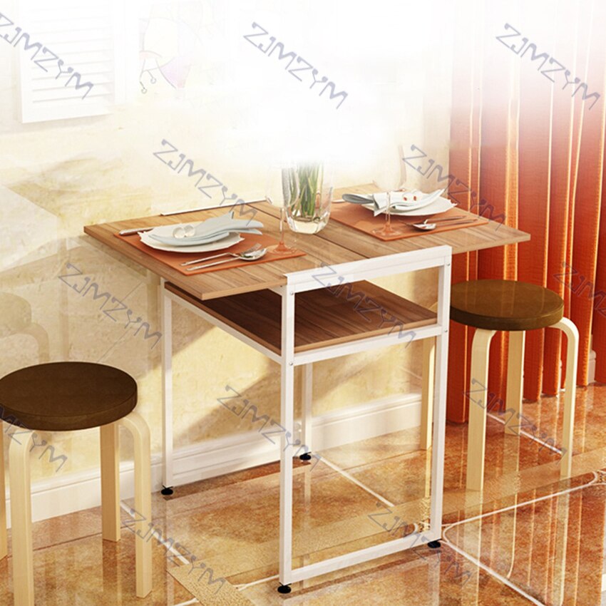 Dobrável extensível mesa de jantar portátil do agregado familiar mesa do computador retrátil mesa dobrável simples quadrado comer tabela 2 camadas