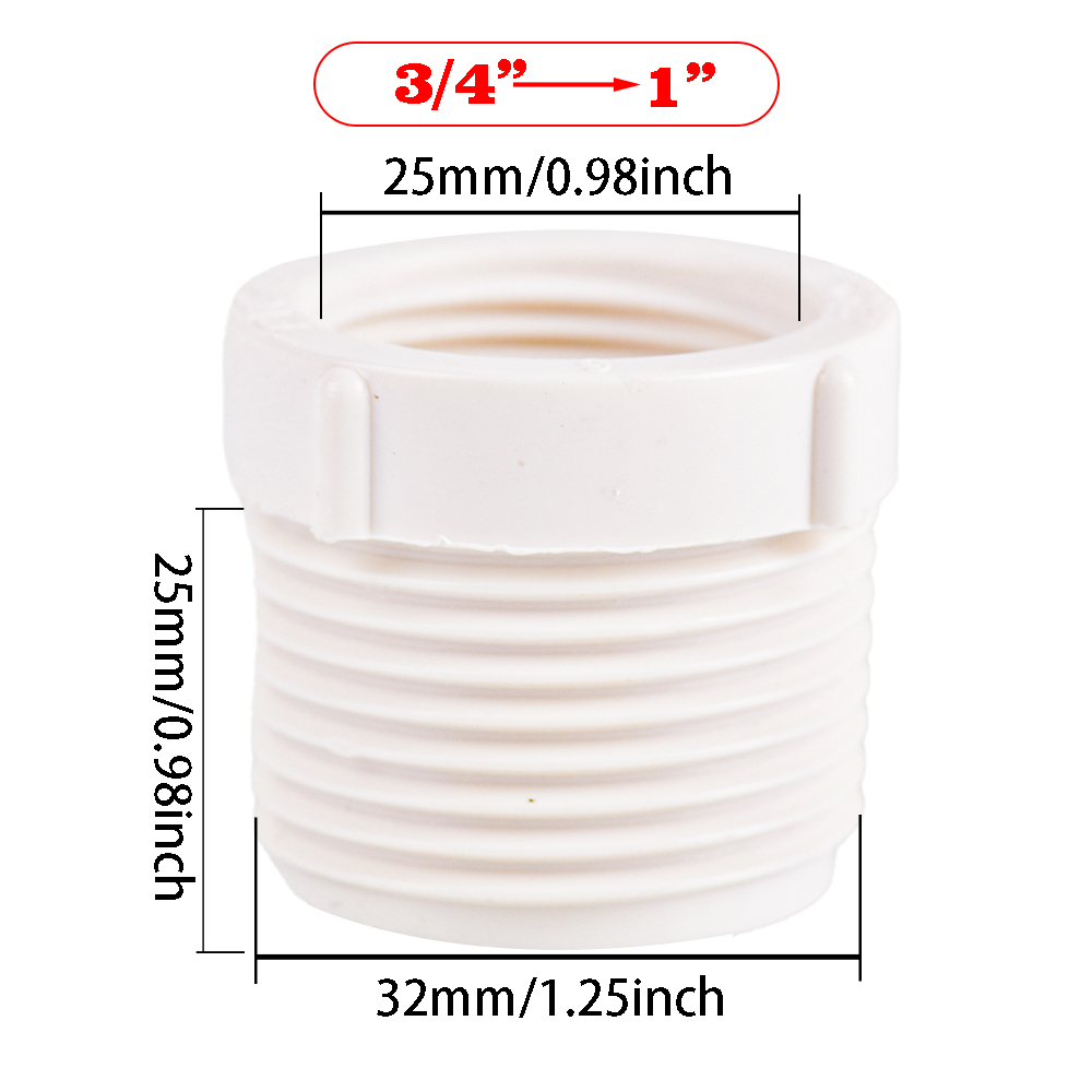 Plastic Hose Fitting Reducer Bushing M/F 1/2" 3/4" 1" BSP Male to Female change Coupler Connector Adapter: Silver