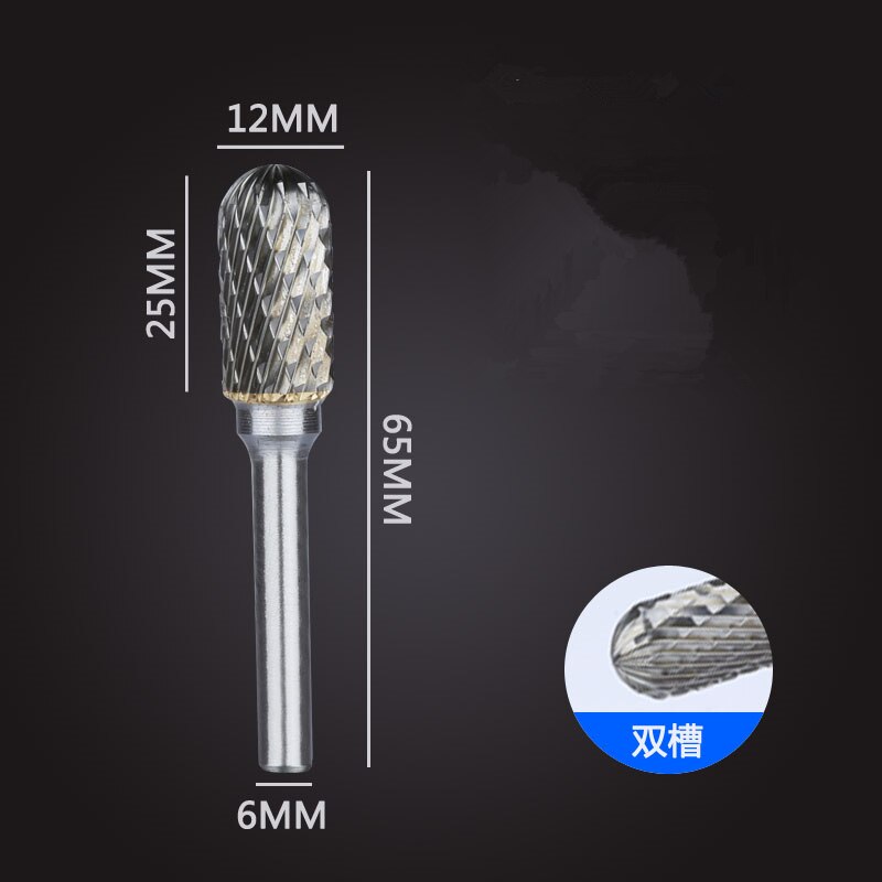 1pc solid carbide tungsten steel milling cutter,6mm shank C type Metal electric grinding head,Polishing tool: CX612