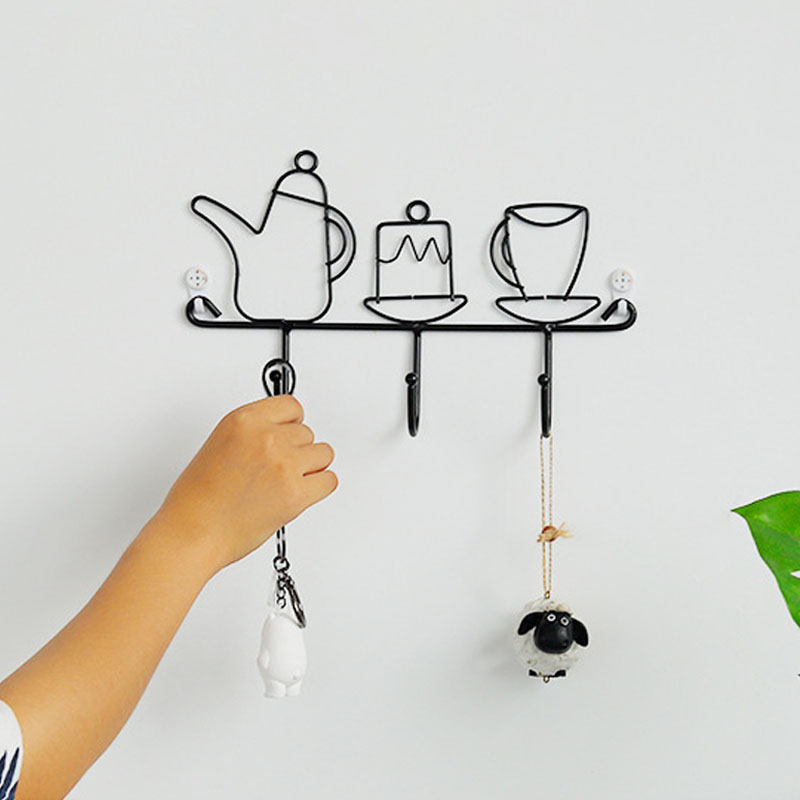 Nordic Ins Smeedijzeren Opslag Rack Sleutelhouder Muur Haken Home Decoratie Accessoires Cartoon Bestek Haken Kamer Organizer
