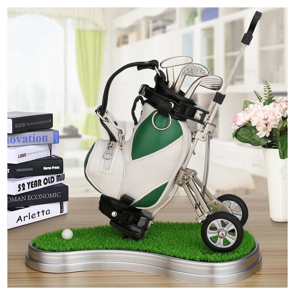 CRESTGOLF Golf Car Contains 3 Parts of Aluminum Pen Golf Bag Penholder Golf Souvenir Golf Car Accessories
