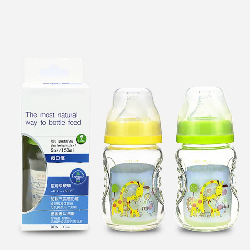 150ml bred flaske glasflaske baby tilbehør glas baby fodring flasker flaske greb
