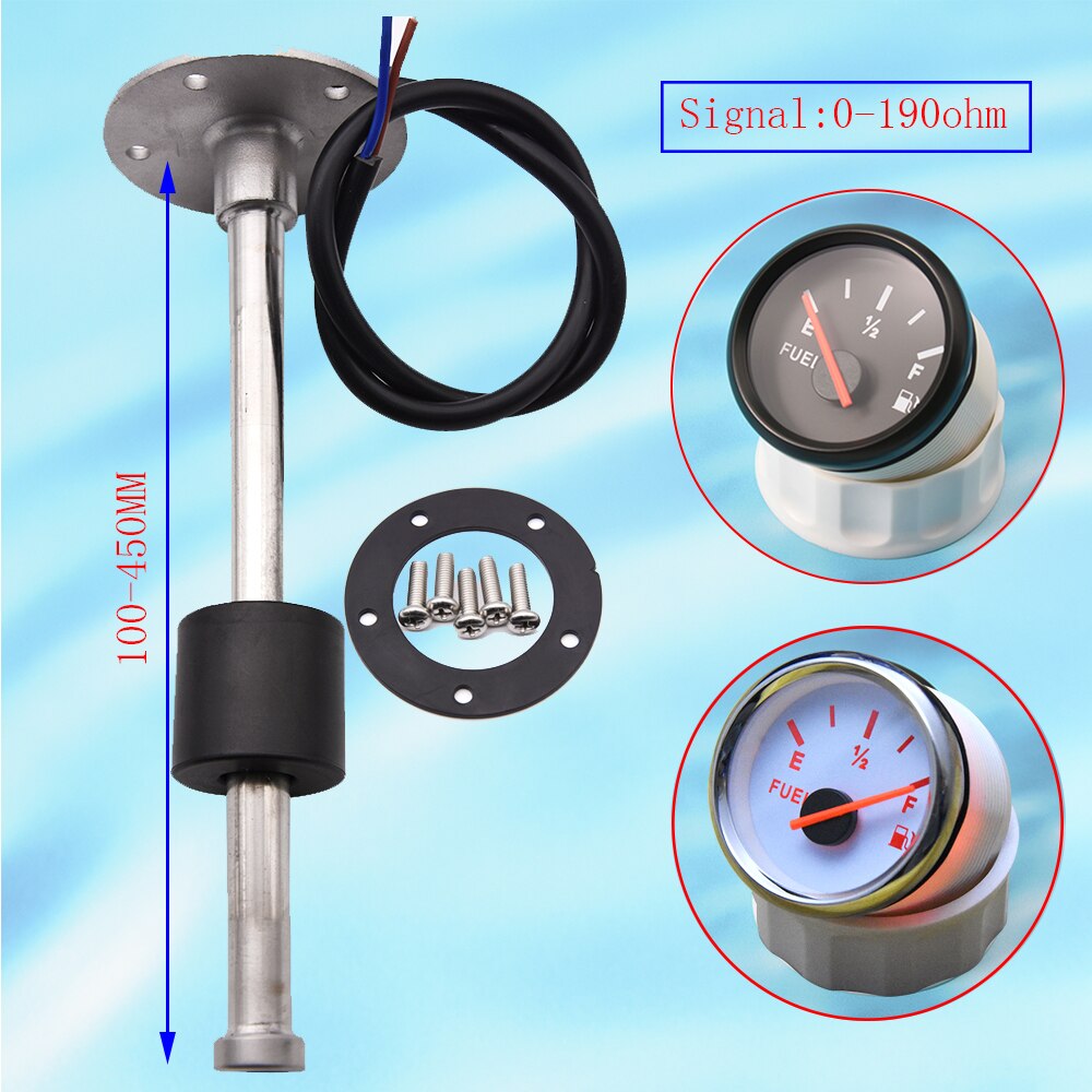 0-190ohm Kraftstoff Niveau Sensor mit 52MM Kraftstoff Manometer Rot Hintergrundbeleuchtung E-F Öl Flüssigkeit Tank Kraftstoff Ebene Anzeige 150MM 200MM 250MM 300MM