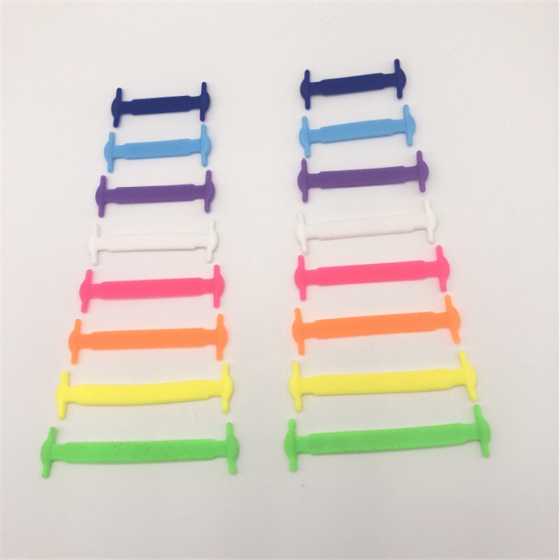 Cordones elásticos de silicona para zapatos, accesorios creativos para perezosos, de goma, 16 unids/lote